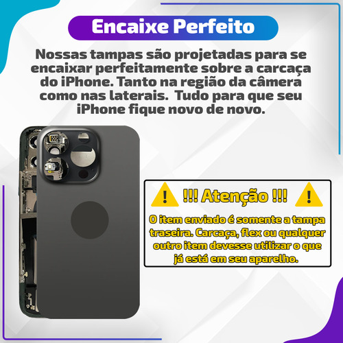 Tampa Traseira Vidro Compatível Com iPhone 15 Pro Premium
