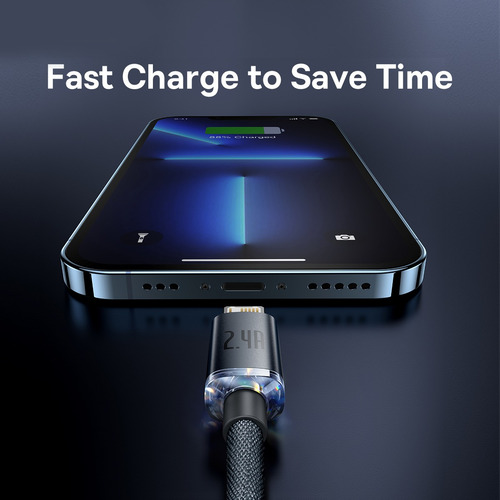 Cable Usb A A Lightning Baseus 2 Mts Carga Rapida 2.4 A