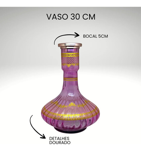 Vaso Grande Premium Aladin Sultan Zeus Para Narguile Rosê