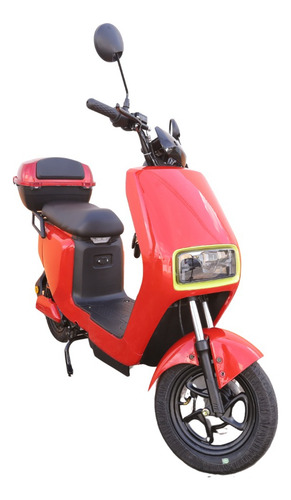 Bicicleta Elétrica 500w Sem Cnh Moto Scooter Recarregavel Cor Vermelho Com Baú