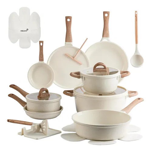 Useluck Juego De Ollas Y Sartenes 22 Piezas White