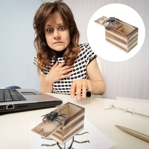 Novo Juguete De Broma Tricky Spider Con Caja De Madera