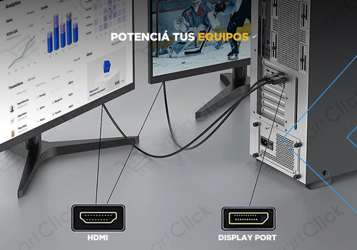 Imagen 9 de 10 de Cable Displayport A Hdmi 4k Adaptador Pc Ultra V2.0 3 Metros