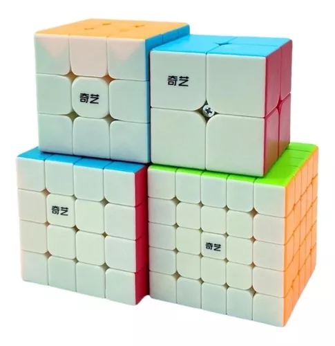 Kit Cubo Mágico Qiyi 2x2 + 3x3 + 4x4 + 5x5 Stickerless 