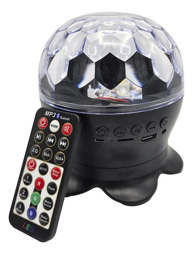 Lampara Proyector Parlante Portátil Bluetooth Luz Rgb Fm Usb Estructura Negro