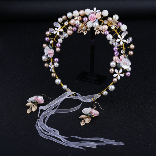 Tiara Y Aretes De Perlas Para Novia Hechos A Mano