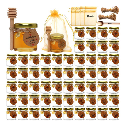 Mini Tarros De Miel Xing-ruiyang, Vidrio, Hexagonales, 42...