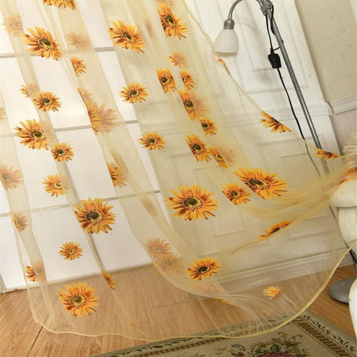Nuevo 100 * 200cm Cortina De Ventana De Gasa Girasol Panel