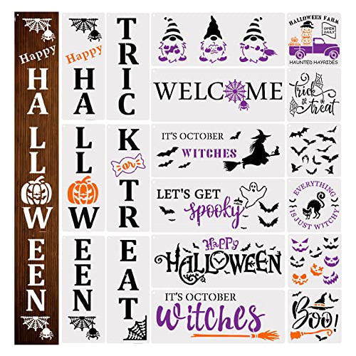 18pcs Plantillas De Halloween Pintar Madera Reutilizabl...