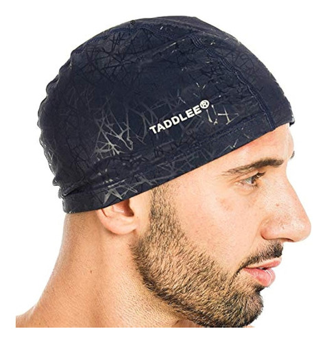 Taddlee Hombres Gorro De Natación Tela De Pu Silicona Sombre