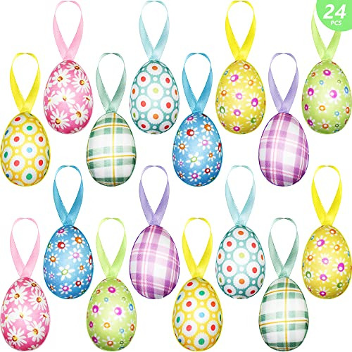 24 Pcs Huevos De Pascua Adornos Colgantes, Puntos De Cu...