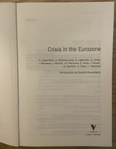 Crisis In The Eurozone, C. Lapavitsas (Reacondicionado)