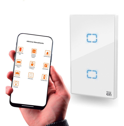 Interruptor Padrão 4x2 Touch Smart Ppa On T2 Comando Wifi