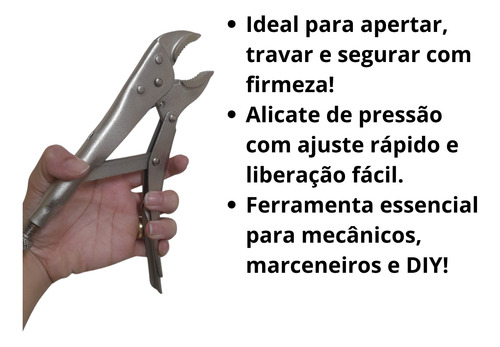 Alicate De Pressão 10 Curvo Aço Reforçado Com Trava