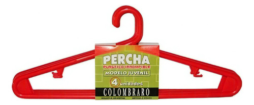 Percha Juvenil Pack X 4 Unidades Art 8072 Colombraro Color Rojo