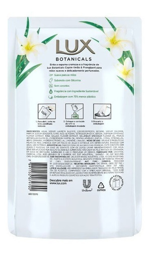 Imagem 2 de 2 de Sabonete Líquido Lux Capim Limão & Frangipani Refil 440ml