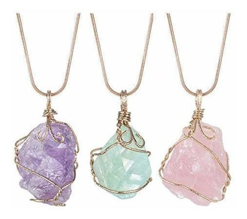 Collar - Junhan Natural Rock Quartz Pendant Necklace For Wom