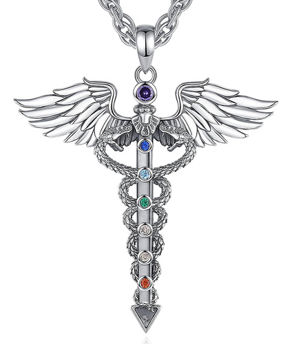 Celestia Collar Caduceo Joyería De 7 Chakras Hombres Mujeres
