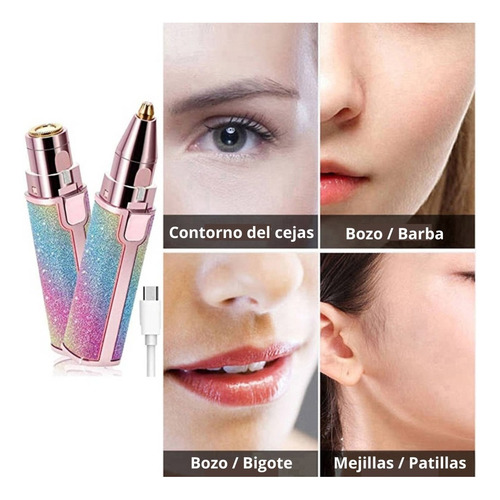 Imagen 6 de 7 de 2en1 Depilador Cejas + Rostro Eléctrico Removedor Vello Fino