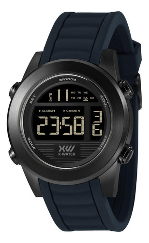 Relógio X-watch Masculino Digital Aço Black 100m 48mm