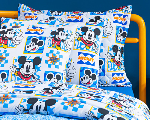Jogo De Cama Cama 04 Peças Disney 100% Algodão Macio Lilo Cor Mickey Perspective Desenho Do Tecido Lisa