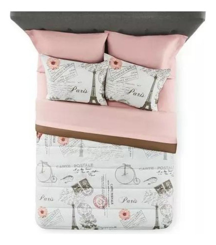 Edredon Paris Individual Juego Mainstays Sabanas Rosa
