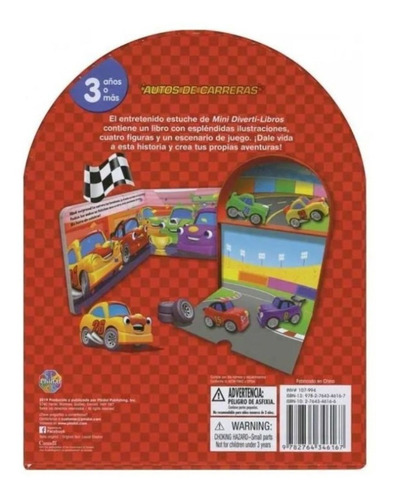 Autos De Carreras Mini Libros Con 4 Carritos Niños +4 Años