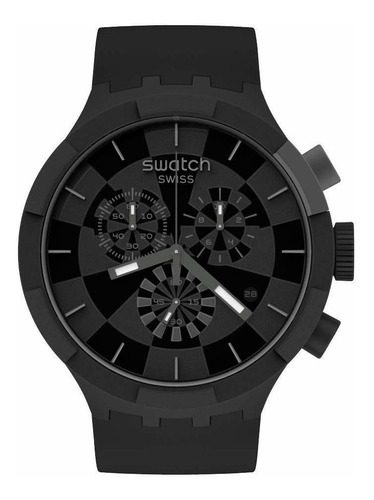 Reloj Mujer Swatch Sb02b400 Cuarzo Pulso Negro En Silicona