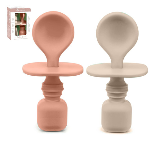 Cucharas De Silicona Para Bebé, 2 Piezas, Color Amanecer