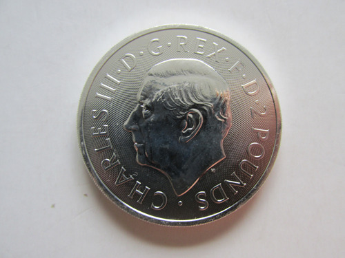Moneda Inglaterra 2 Libras 1 Onza Plata Rey Carlos Iii Unc (Usado)