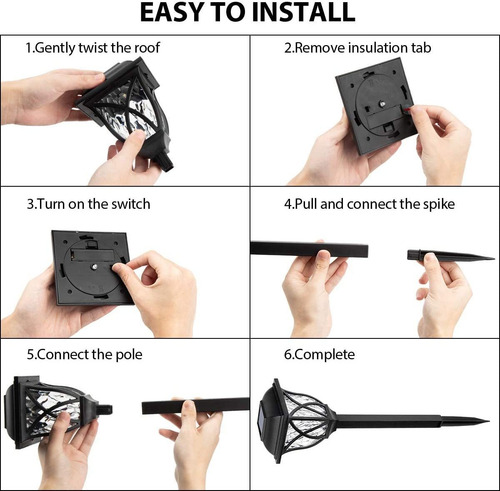 Kit 6 Iluminación Solar Para Path Yard Lawn Lámpara De Luz S