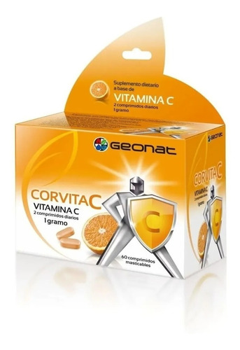 Vitamina C - Corvita C (60 Comp) - Geonat / Super Oferta! Sabor Naranja