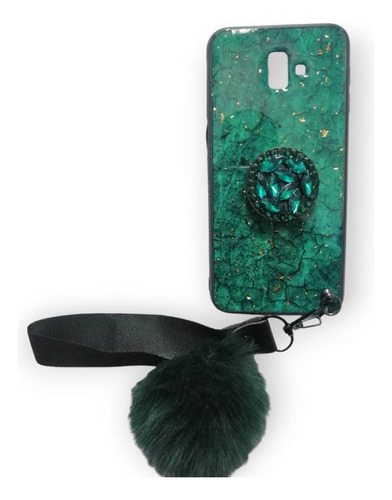 Forro Con Peluza  Pom Pom  Popsoket Para Samsung J6 Plus