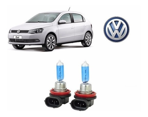 Kit 2 Lampadas Super Brancas Farol De Milha H11 Vw Gol G6