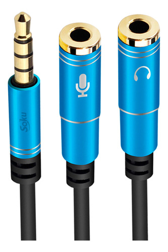 Soku Cable Divisor De Audio 3.5 Mm Mic Grabación Audifonos