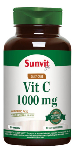 Vitamina C 1000mg 30 Tab, Svl Sabor Sin Sabor