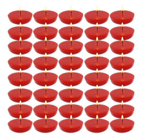 40 Velas Flotantes Color Rojo Aluzza