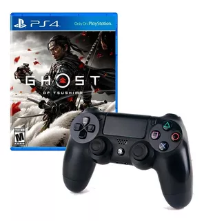 Mando Ps4 Negro + Juego Ghost Of Tsushima Ps4