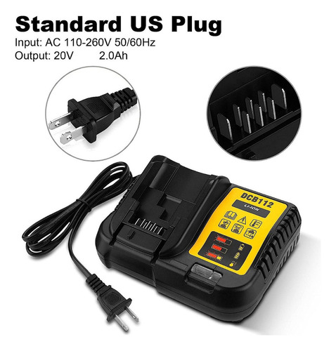 Cargador P/baterias 12v/20v 3a Para Dcb105 Dewalt Dcb112