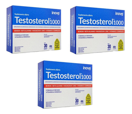 Kit Testosterol1000 Com 3 Unidades De 30 Comprimidos Cada