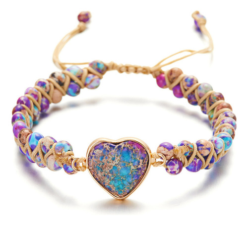 Djss Sroje Pulsera Con Forma De Corazón De Piedra Del