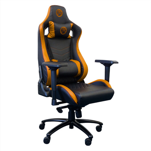 Cadeira Gamer Júpiter Brazil Pc - Preto E Caramelo - Encosto Reclinável 180° - Braços 4d - Almofadas De Pescoço E Lombar