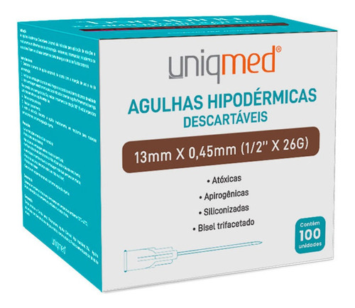 Caixa Agulha 26g Uniqmed Anvisa Extração Cravos Milium 100un