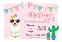 Comprar Invitación Digital Tarjeta Llamita Llama Rosa Para Whatsapp