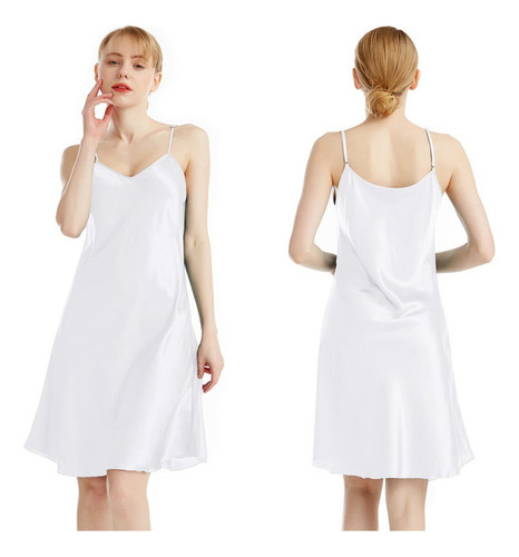 Camisón Con Tirantes Con Cuello En V Liso A La Moda