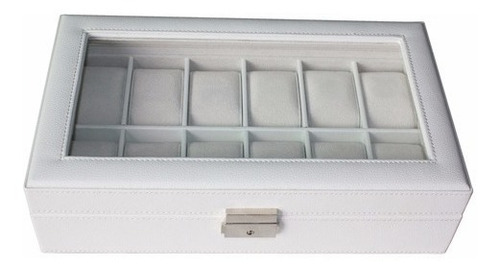 Imagen 3 de 6 de Estuche Caja Para Relojes 12 Ranuras Cuero Blanco