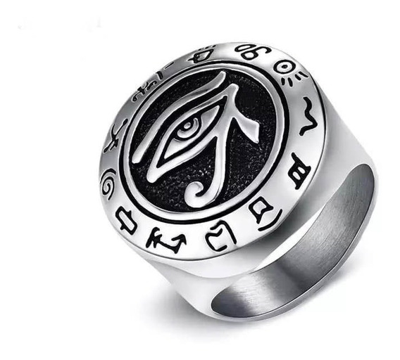 Egipto Faraón Rey Anillo Plata Acero Inoxidable 316L Antiguo Ojo De Horus Ra