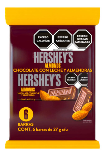 Chocolate Hershey's Con Almendras 6 Barras De 27g