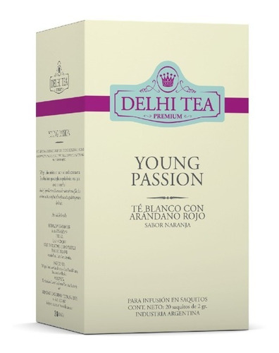 Imagen 1 de 1 de Te Premium Delhi Tea X 20 Saq. Young Passion