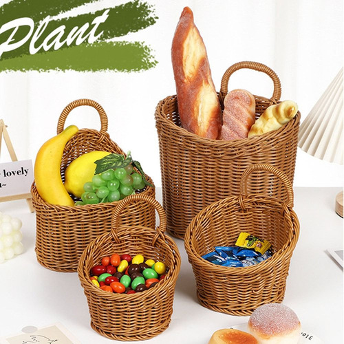 Cesta De Almacenamiento De Cocina De Imitación De Ratán